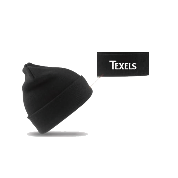 Texels Beanie White Embroidery - Black