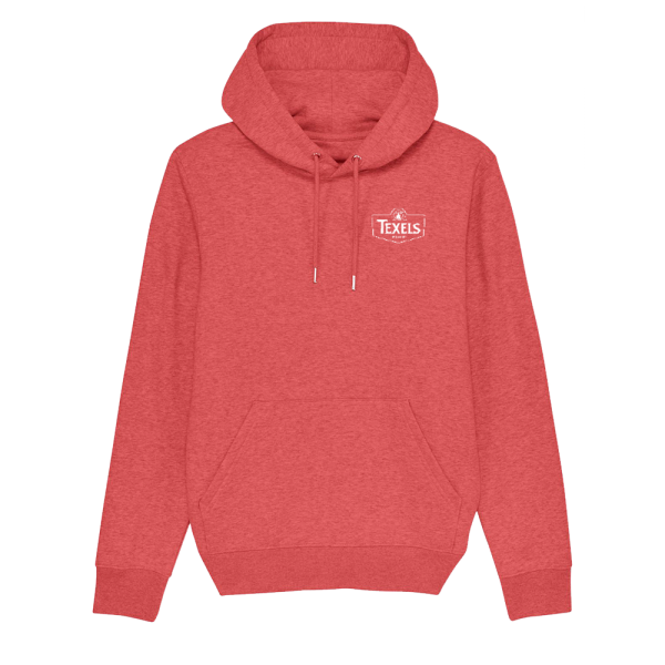 Texels White Embroidery Logo Hood - Mid Heather Red